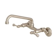 Kingston Brass 1.8 GPM Widespread Bridge Kitchen Faucet - Includes Escutcheon Brushed Nickel