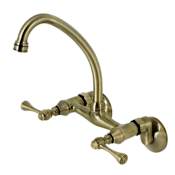 Kingston Brass Kingston 1.8 GPM Widespread Bridge Kitchen Faucet - Includes Escutcheon Antique Brass
