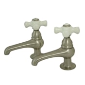 Kingston Brass Restoration 1.2 GPM Basin Tap Faucet with Porcelain Cross Handles Brushed Nickel