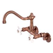 Kingston Brass Vintage 1.8 GPM Widespread Bridge Kitchen Faucet - Includes Escutcheon Antique Copper