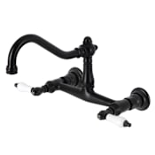 Kingston Brass Vintage 1.2 GPM Wall Mounted Bridge Bathroom Faucet Matte Black