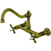 Kingston Brass Essex 1.2 GPM Wall Mounted Bridge Bathroom Faucet Antique Brass