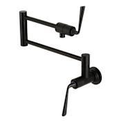 Kingston Brass Silver Sage 3.8 GPM Single Hole Wall Mounted Pot Filler Matte Black