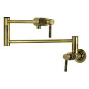 Kingston Brass Convergent 4 GPM Wall Mounted Single Hole Pot Filler Antique Brass
