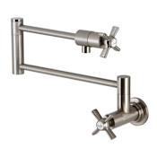 Kingston Brass Millennium 4.0 GPM Single Hole Wall Mounted Pot Filler Brushed Nickel