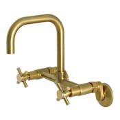 Kingston Brass Concord 1.8 GPM Widespread Bridge Kitchen Faucet - Includes Escutcheon Brushed Brass