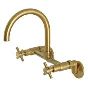 Kingston Brass Concord 1.8 GPM Widespread Bridge Kitchen Faucet - Includes Escutcheon Brushed Brass