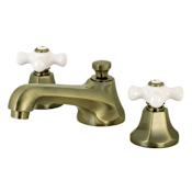 Kingston Brass Metropolitan 1.2 GPM Widespread Bathroom Faucet with Pop-Up Drain Assembly Antique Brass