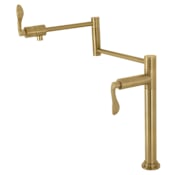 Kingston Brass NuWave 3 GPM Modern Single Hole Pot Filler with Lever Handles Brushed Brass