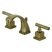 Kingston Brass Claremont 1.2 GPM Widespread Bathroom Faucet with Pop-Up Drain Assembly Antique Brass