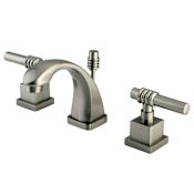 Kingston Brass Milano 1.2 GPM Widespread Bathroom Faucet with Pop-Up Drain Assembly Brushed Nickel