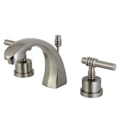 Kingston Brass Milano 1.2 GPM Widespread Bathroom Faucet with Pop-Up Drain Assembly Brushed Nickel