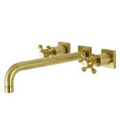 Kingston Brass Metropolitan Wall Mounted Roman Tub Filler with 11-3/16" Spout Reach Brushed Brass