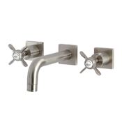 Kingston Brass Essex 1.2 GPM Wall Mounted Widespread Bathroom Faucet Brushed Nickel