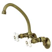 Kingston Brass Kingston 1.8 GPM Widespread Bridge Kitchen Faucet - Includes Escutcheon Antique Brass