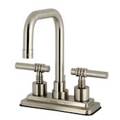 Kingston Brass Milano 1.2 GPM Widespread Bathroom Faucet with Pop-Up Drain Assembly Brushed Nickel