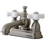 Kingston Brass English Country 1.2 GPM Centerset Bathroom Faucet with Pop-Up Drain Assembly Brushed Nickel