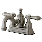 Kingston Brass Heirloom 1.2 GPM Centerset Bathroom Faucet with Pop-Up Drain Assembly Brushed Nickel