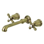 Kingston Brass English Country 1.2 GPM Wall Mounted Widespread Bathroom Faucet Antique Brass