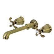 Kingston Brass French Country 1.2 GPM Wall Mounted Widespread Bathroom Faucet Antique Brass