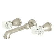 Kingston Brass Krystal Onyx 1.2 GPM Wall Mounted Widespread Bathroom Faucet Brushed Nickel