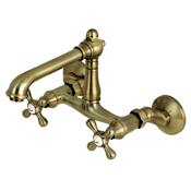 Kingston Brass English Country 1.8 GPM Widespread Bridge Kitchen Faucet - Includes Escutcheon Antique Brass