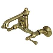 Kingston Brass English Country 1.8 GPM Widespread Bridge Kitchen Faucet - Includes Escutcheon Antique Brass