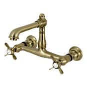 Kingston Brass Essex 1.2 GPM Wall Mounted Bridge Bathroom Faucet Antique Brass
