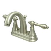 Kingston Brass English Vintage 1.2 GPM Centerset Bathroom Faucet with Pop-Up Drain Assembly Brushed Nickel