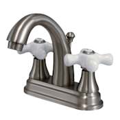 Kingston Brass English Vintage 1.2 GPM Centerset Bathroom Faucet with Pop-Up Drain Assembly Brushed Nickel