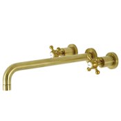 Kingston Brass Metropolitan Wall Mounted Roman Tub Filler with 13-3/16" Spout Reach Brushed Brass