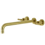 Kingston Brass Milano Wall Mounted Roman Tub Filler with 13-3/16" Spout Reach Brushed Brass