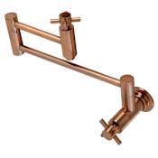 Kingston Brass Concord 3.8 GPM Wall Mounted Double Handle Pot Filler Faucet with Metal Cross Handles Antique Copper