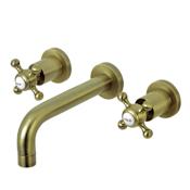 Kingston Brass Metropolitan 1.2 GPM Wall Mounted Widespread Bathroom Faucet Antique Brass