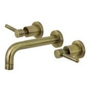 Kingston Brass Concord 1.2 GPM Wall Mounted Widespread Bathroom Faucet Antique Brass