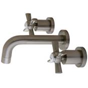 Kingston Brass Millennium 1.2 GPM Wall Mounted Widespread Bathroom Faucet Brushed Nickel