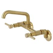 Kingston Brass Concord 1.8 GPM Wall Mounted Bridge Kitchen Faucet Brushed Brass