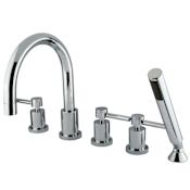 Kingston Brass Concord Deck Mounted Roman Tub Filler with Built-In Diverter - Includes Hand Shower Polished Chrome