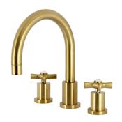 Kingston Brass Millennium Deck Mounted Roman Tub Filler with Dual Cross Handles Brushed Brass