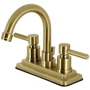 Kingston Brass Concord 1.2 GPM Centerset Bathroom Faucet with Pop-Up Drain Assembly Brushed Brass