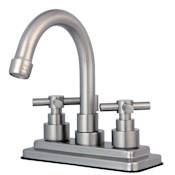 Kingston Brass Elinvar 1.2 GPM Centerset Bathroom Faucet with Pop-Up Drain Assembly Brushed Nickel