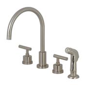 Kingston Brass Manhattan 1.8 GPM Widespread Kitchen Faucet - Includes Escutcheon and Side Spray Brushed Nickel