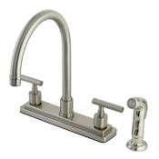 Kingston Brass Manhattan 1.8 GPM Standard Kitchen Faucet - Includes Side Spray Brushed Nickel