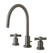 Kingston Brass Millennium 1.2 GPM Widespread Bathroom Faucet with Pop-Up Drain Assembly Brushed Nickel