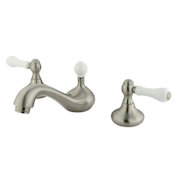 Kingston Brass English Vintage 1.2 GPM Widespread Bathroom Faucet with Pop-Up Drain Assembly Brushed Nickel