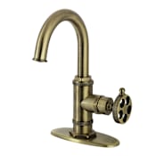 Kingston Brass Wendell 1.2 GPM Single Hole Bathroom Faucet with Pop-Up Drain Assembly Antique Brass