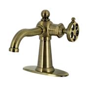 Kingston Brass Wendell 1.2 GPM Single Hole Bathroom Faucet with Pop-Up Drain Assembly Antique Brass