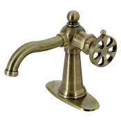 Kingston Brass Webb 1.2 GPM Deck Mounted Single Hole Bathroom Faucet with Pop-Up Drain Assembly Antique Brass