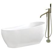 Kingston Brass Aqua Eden 71" Free Standing Acrylic Soaking Tub with Tub Filler, Reversible Drain, Drain Assembly, and Overflow White / Brushed Nickel