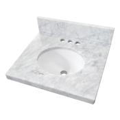 Kingston Brass Edwardian 19" Rectangular Brass, Marble Console Bathroom Sink with Overflow and 3 Faucet Holes at 4" Centers Carrara White